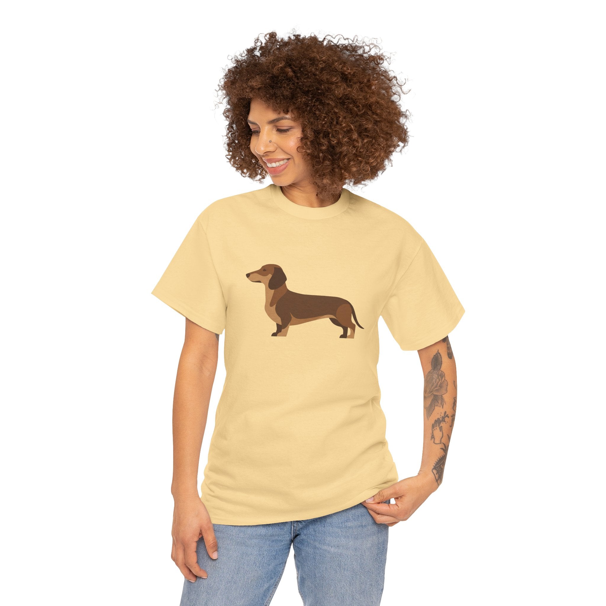 Dachshund Dog T‑Shirt — Cute Brown Sausage Dog Graphic Tee - 100% Cotton