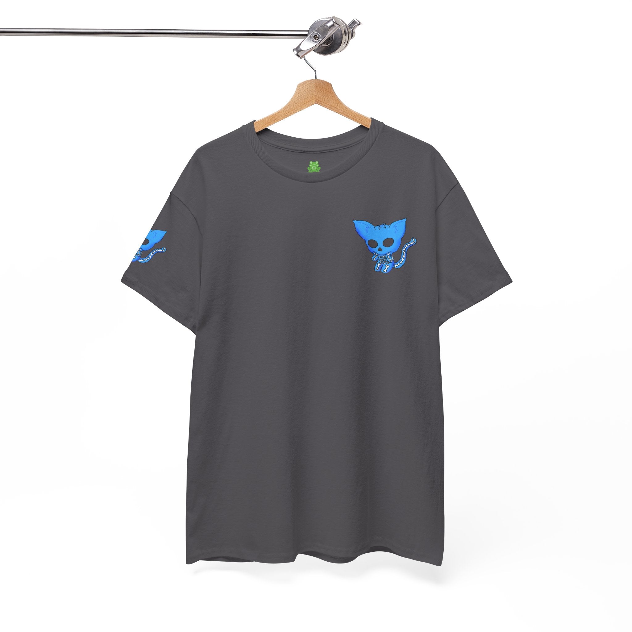 Blue Skeleton Cat Graphic Tee - Cute Creepy Kitty Shirt - 100% Cotton