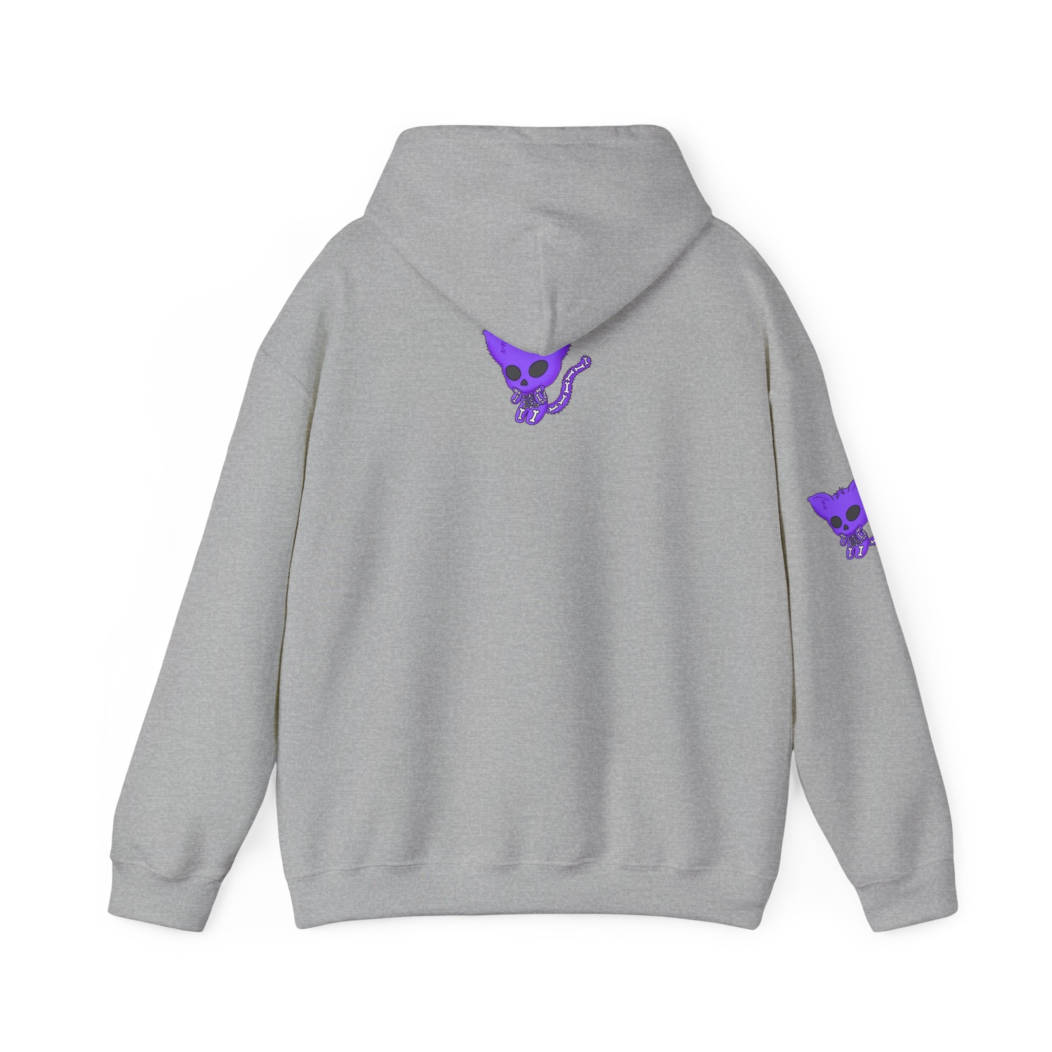 Purple Skeleton Cat Hoodie – Cute Spooky Graphic Sweatshirt