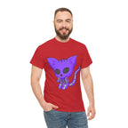 Purple Skeleton Cat Graphic Tee - Cute Creepy Kitty Shirt - 100% Cotton