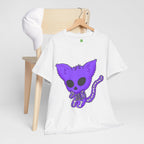 Purple Skeleton Cat Graphic Tee - Cute Creepy Kitty Shirt - 100% Cotton