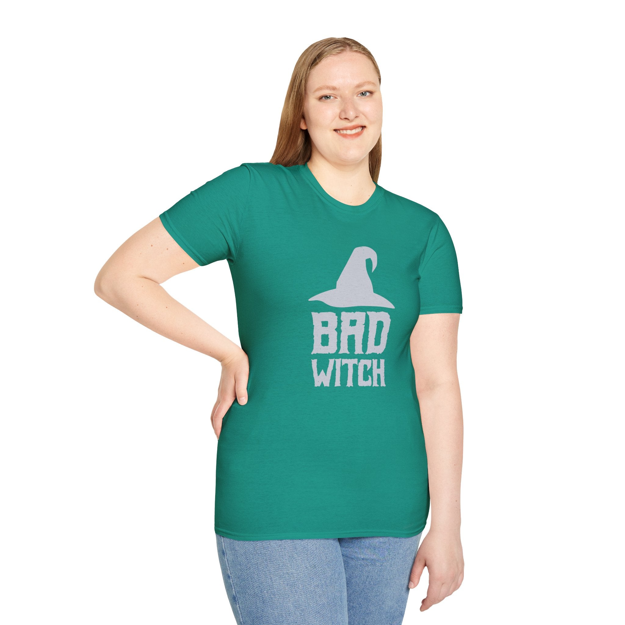 Bad Witch T-Shirt - Witch Hat Graphic Halloween Tee - 100% Cotton / Cotton Blend