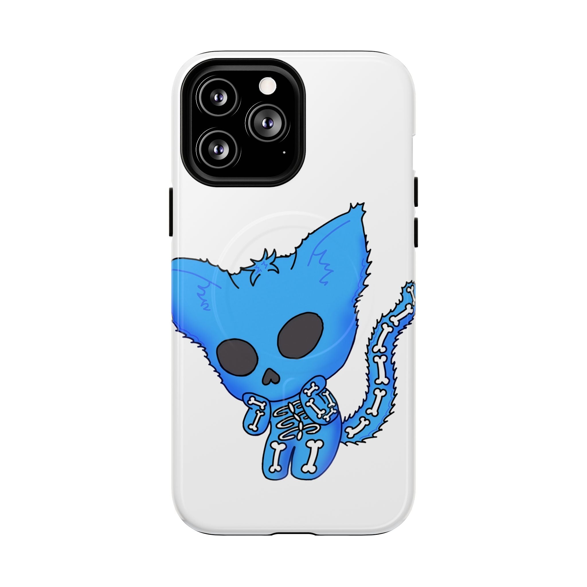 Blue Skeleton Cat Tough Magnetic Phone Case | Design by Jessica B