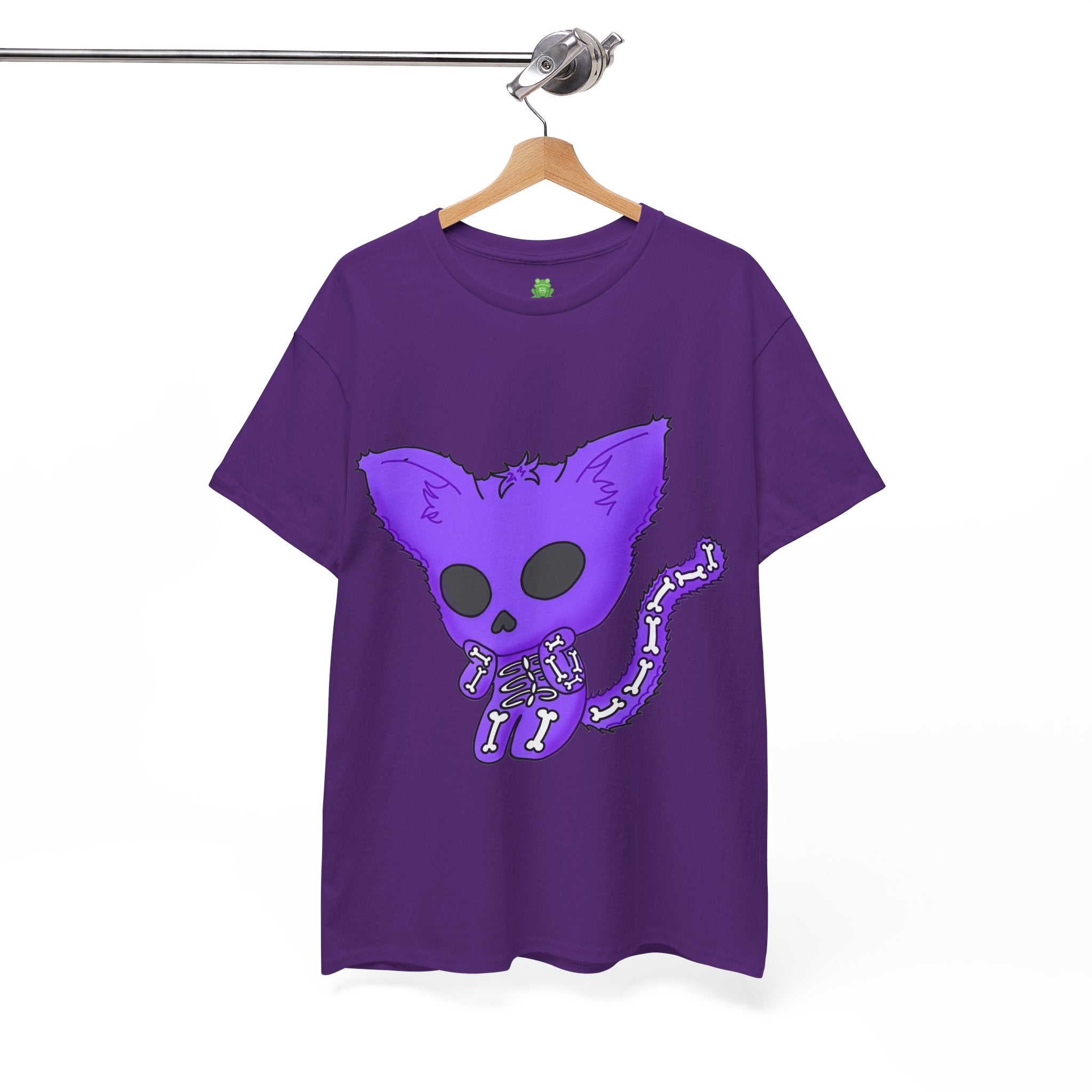 Purple Skeleton Cat Graphic Tee - Cute Creepy Kitty Shirt - 100% Cotton