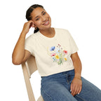 Floral Wildflower Bouquet T-Shirt - Pastel Garden Graphic Tee - 100% Cotton