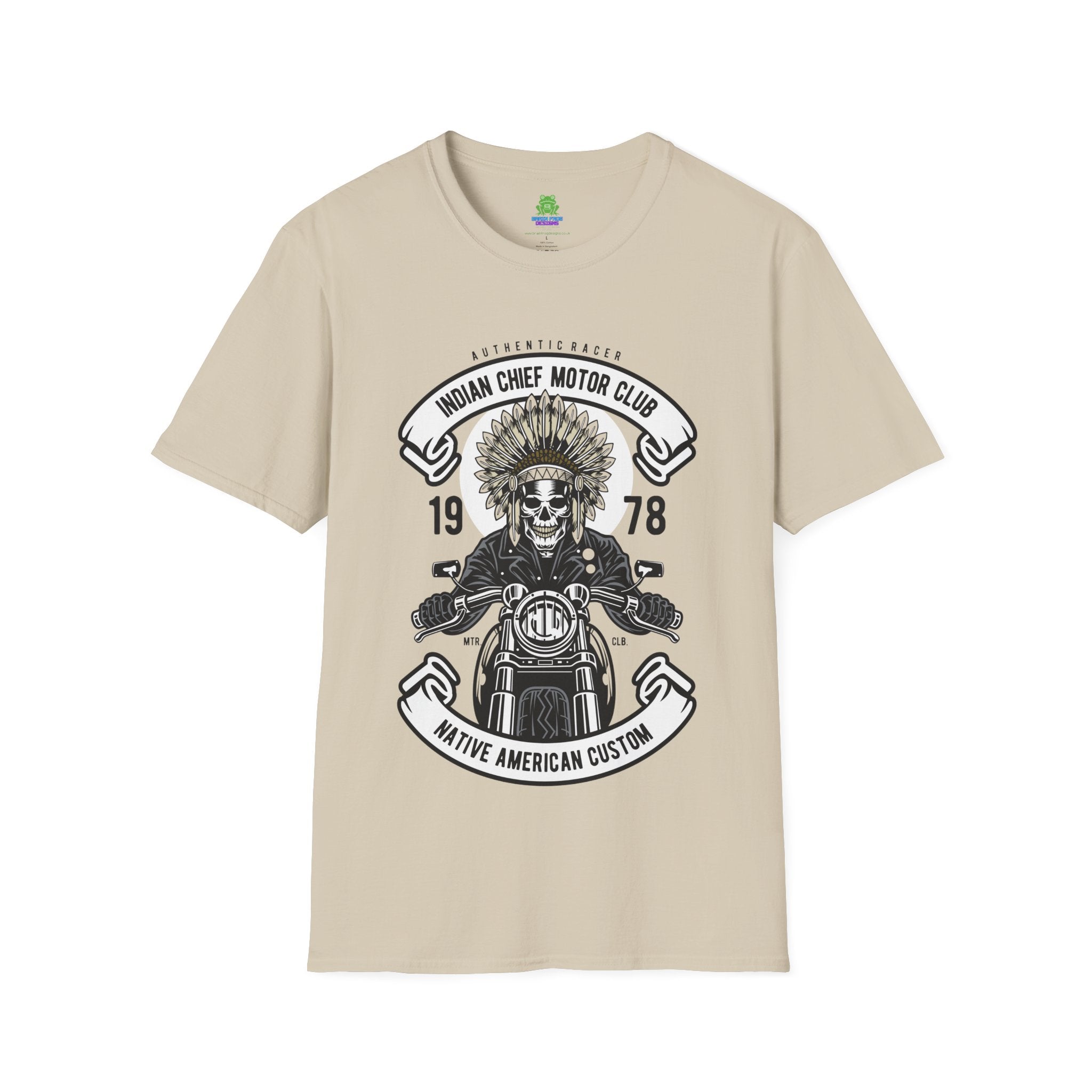 Motorcycle Club T-Shirt - 'Indian Chief Motor Club' Vintage Skull Rider Tee - 100% Cotton