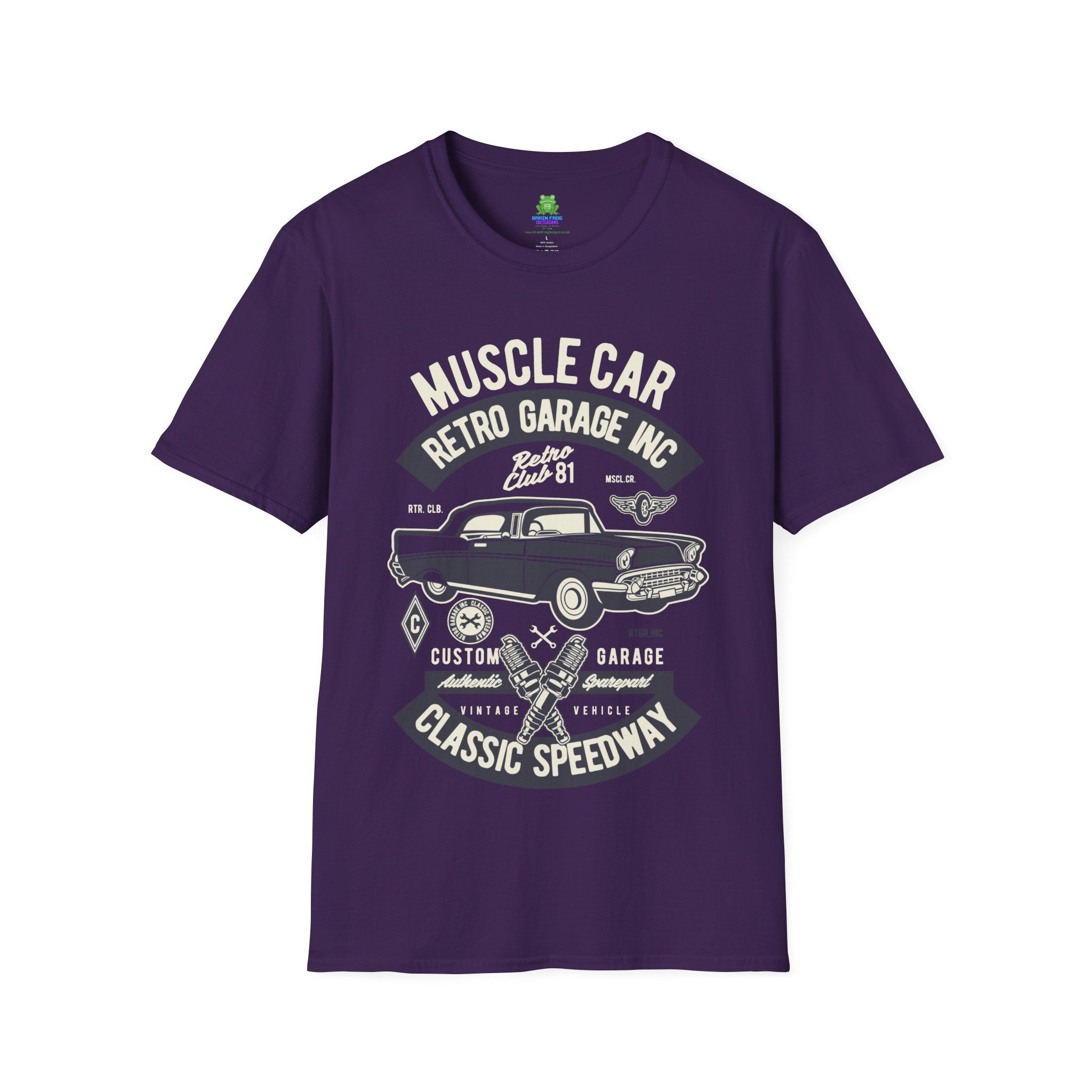 Retro Garage Muscle Car T-Shirt - Classic Speedway Vintage Auto Tee -100% Cotton