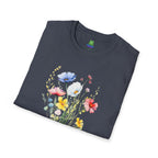 Floral Wildflower Bouquet T-Shirt - Pastel Garden Graphic Tee - 100% Cotton