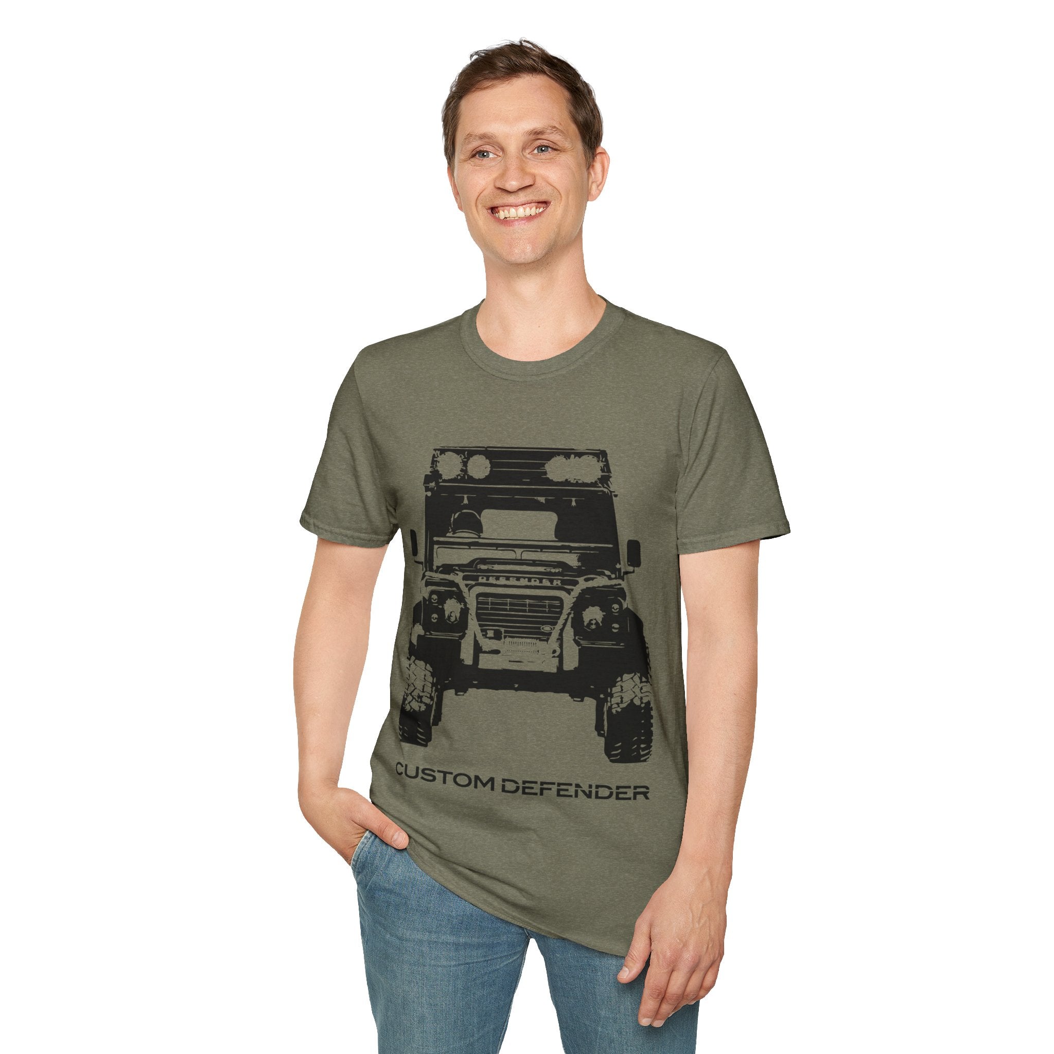 Defender Off-Road Shirt - "Custom Defender" Graphic 4x4 Adventure Tee - 100% Cotton / Cotton Blend