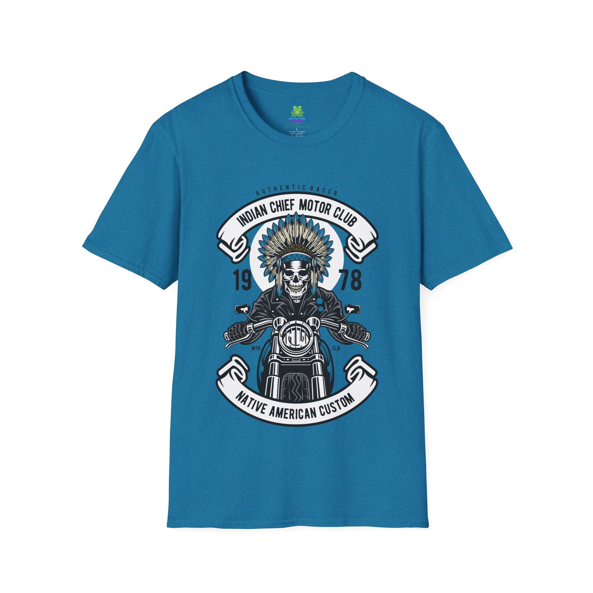 Motorcycle Club T-Shirt - 'Indian Chief Motor Club' Vintage Skull Rider Tee - 100% Cotton