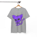 Purple Skeleton Cat Graphic Tee - Cute Creepy Kitty Shirt - 100% Cotton