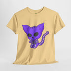 Purple Skeleton Cat Graphic Tee - Cute Creepy Kitty Shirt - 100% Cotton