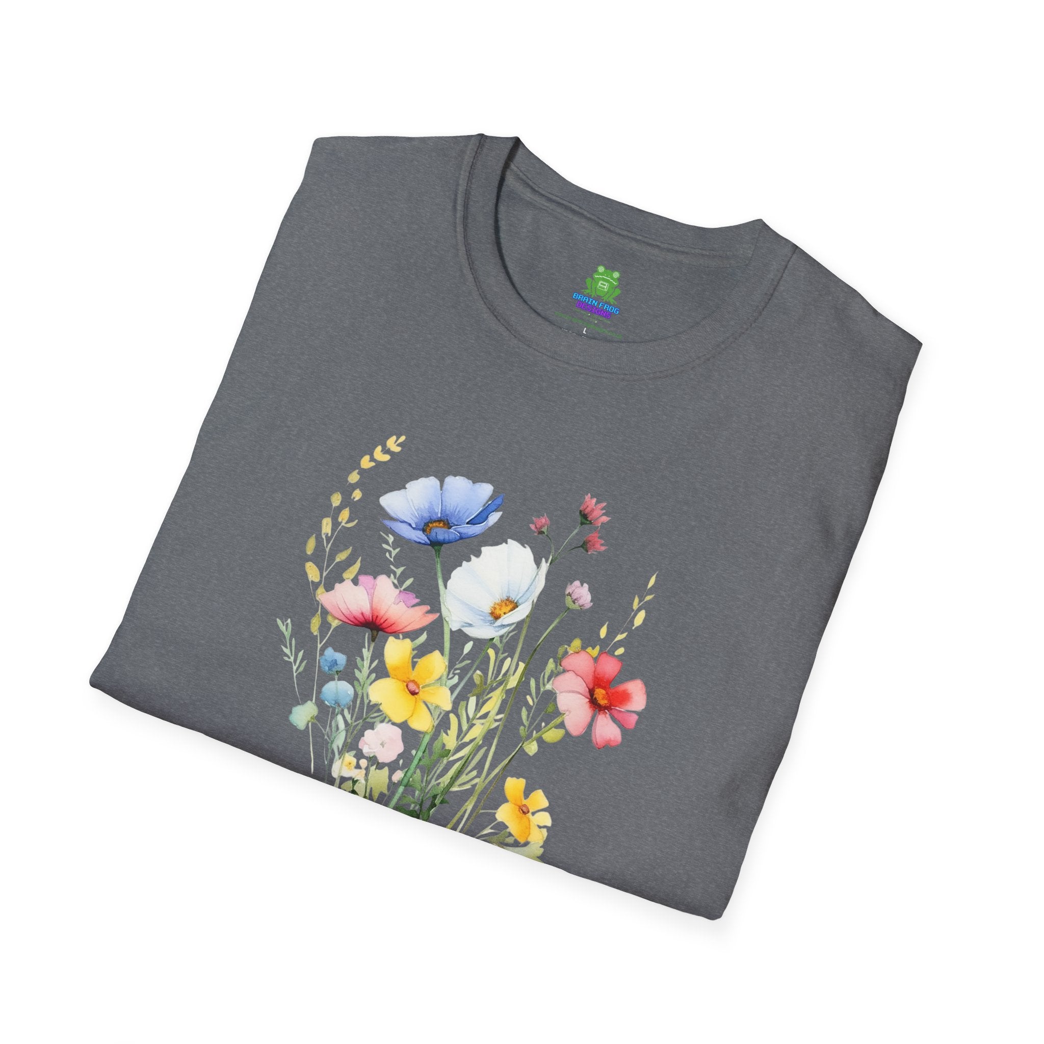 Floral Wildflower Bouquet T-Shirt - Pastel Garden Graphic Tee - 100% Cotton