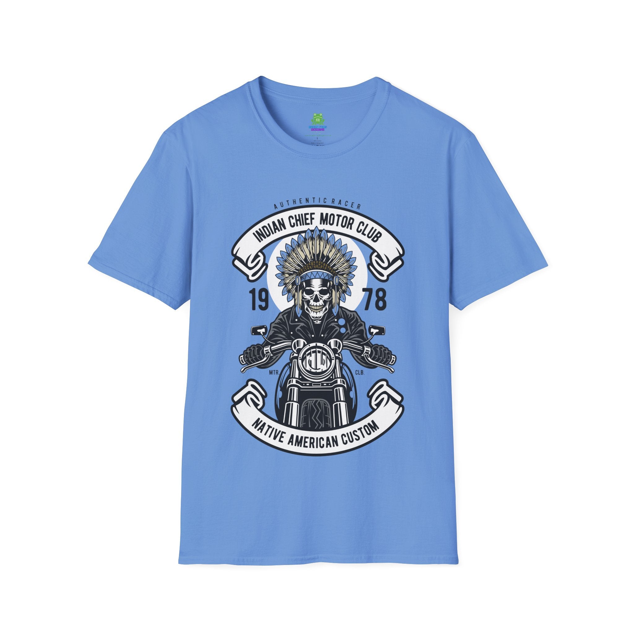 Motorcycle Club T-Shirt - 'Indian Chief Motor Club' Vintage Skull Rider Tee - 100% Cotton