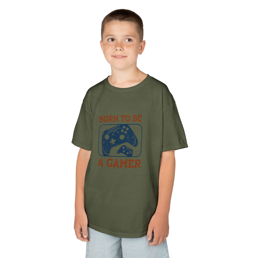 Kids Tee - "Born to Be a Gamer" Retro Game Controller Shirt - 100% Cotton / Cotton Blend