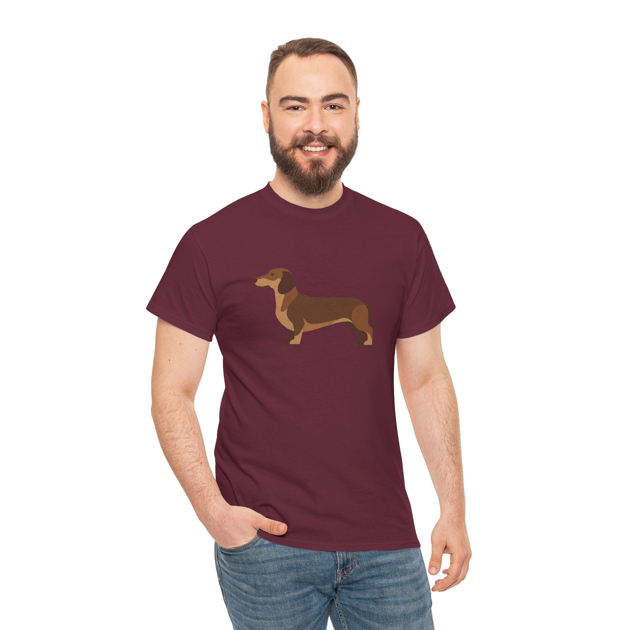 Dachshund Dog T‑Shirt — Cute Brown Sausage Dog Graphic Tee - 100% Cotton