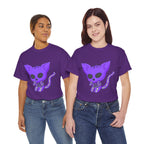 Purple Skeleton Cat Graphic Tee - Cute Creepy Kitty Shirt - 100% Cotton