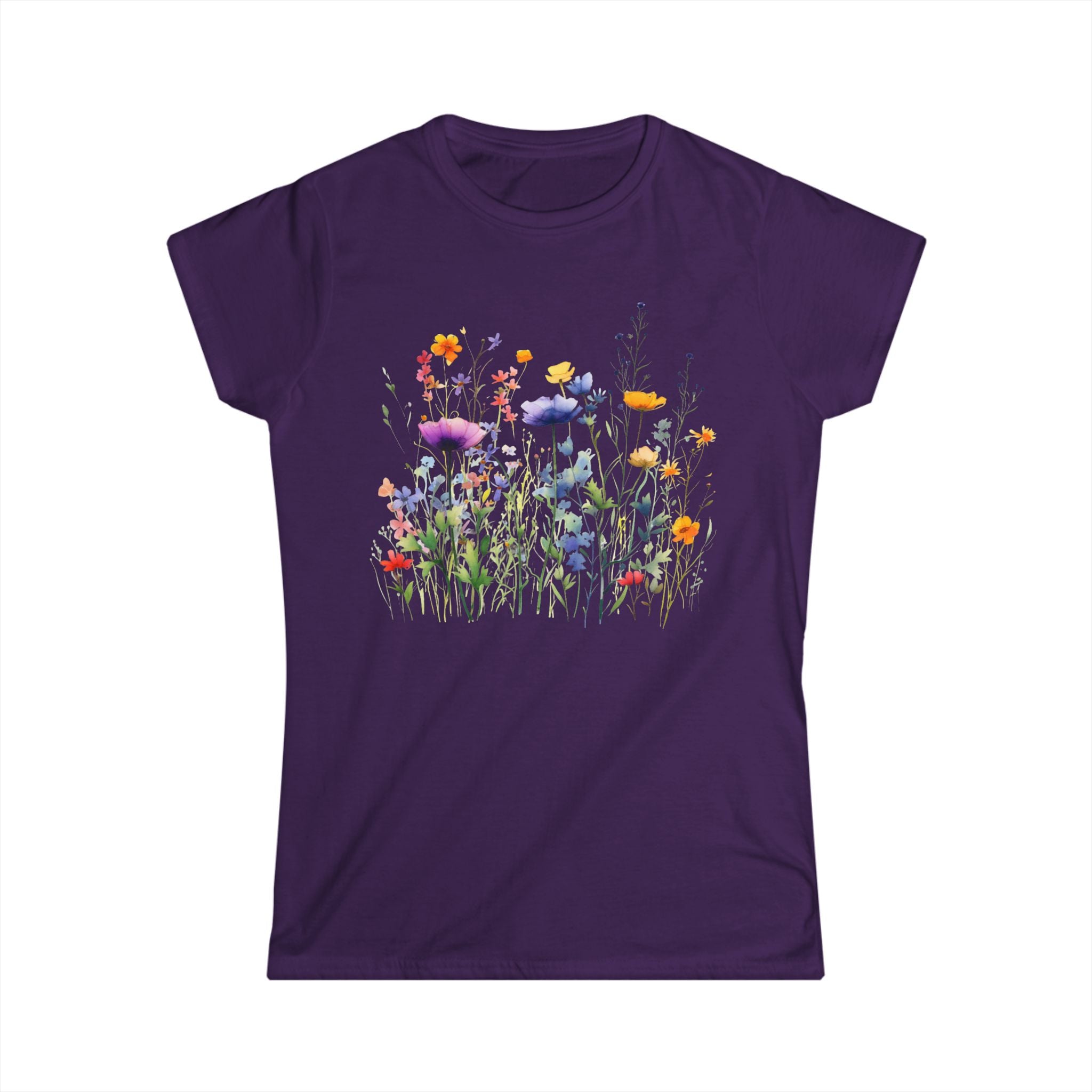 Floral Watercolor Meadow Tee - Women's Wildflower Garden Shirt - 100% Cotton