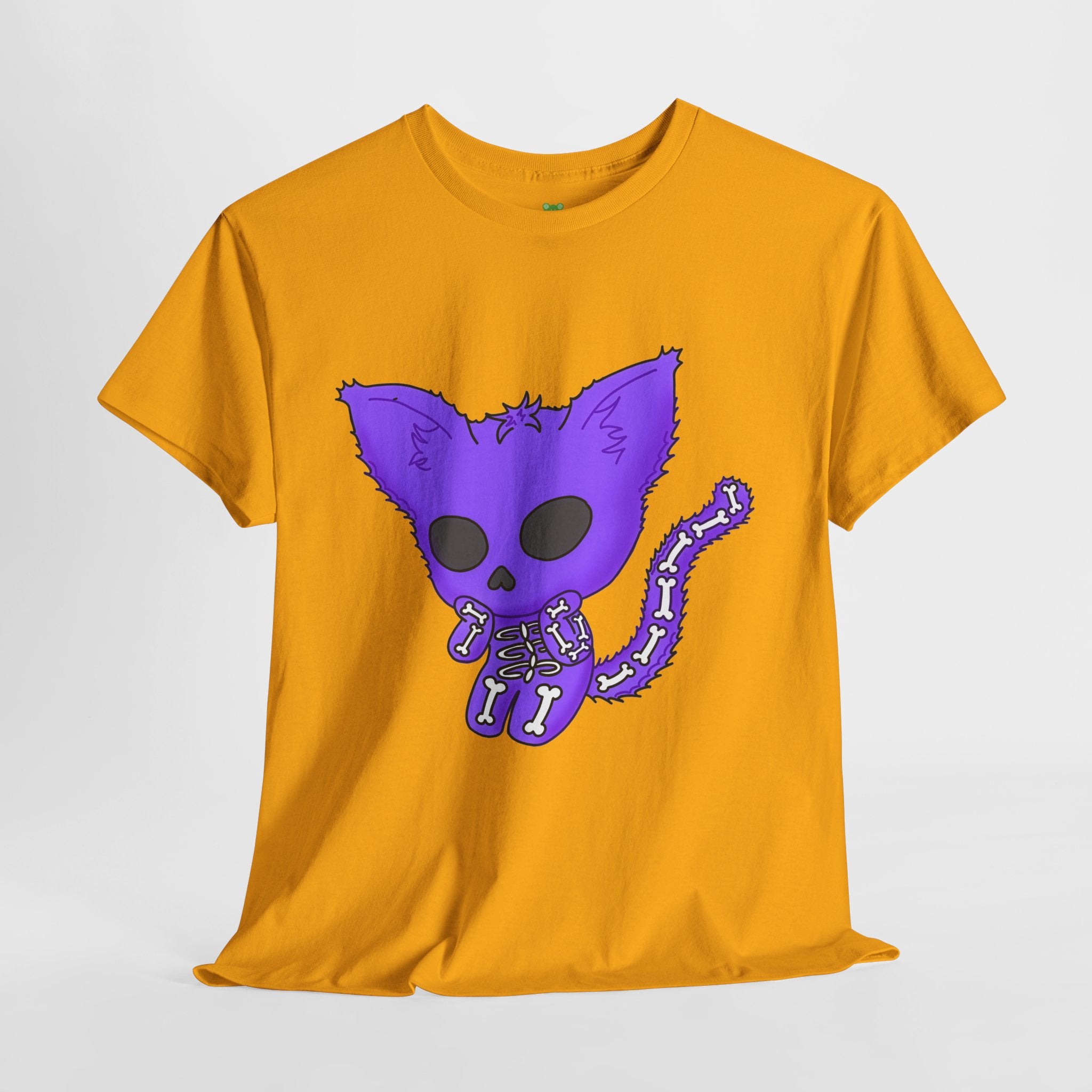 Purple Skeleton Cat Graphic Tee - Cute Creepy Kitty Shirt - 100% Cotton