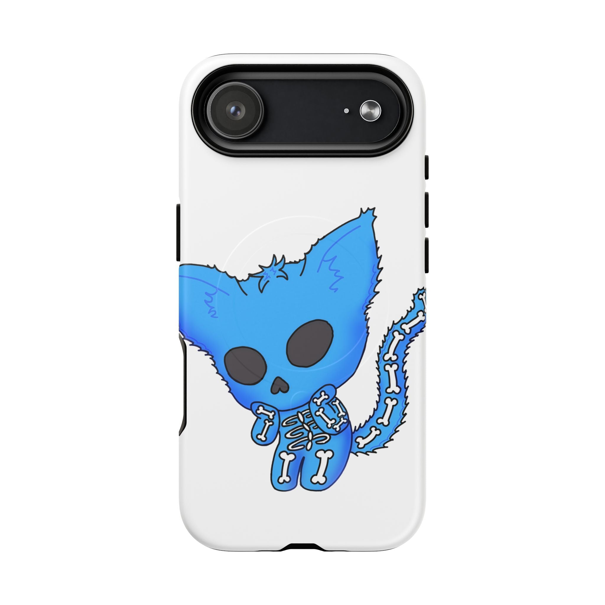 Blue Skeleton Cat Tough Magnetic Phone Case | Design by Jessica B