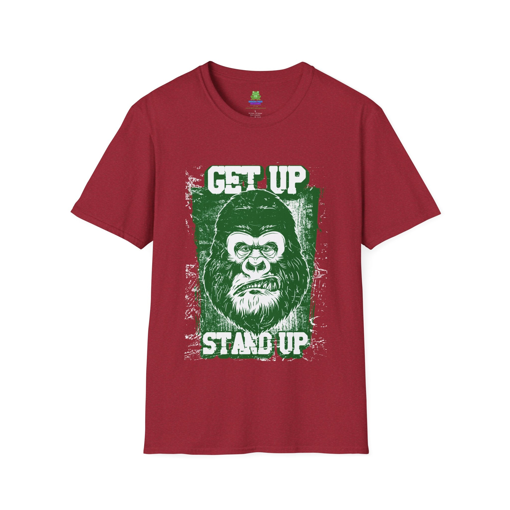 Get Up Stand Up Gorilla T-Shirt - Vintage Reggae-Inspired Graphic Tee - 100% Cotton