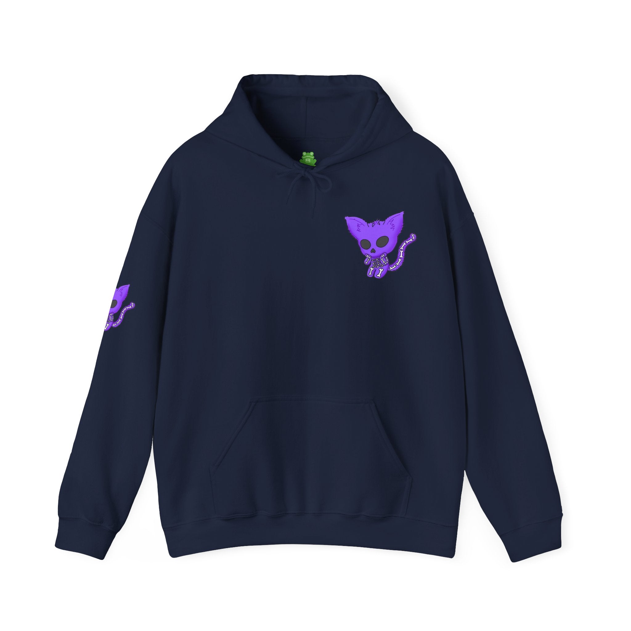Purple Skeleton Cat Hoodie – Cute Spooky Graphic Sweatshirt - Unique Brand Design