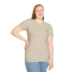 Brain Frog Design Signature T-Shirt - Small Green Brain Frog Logo Tee (Front Chest & Sleeve) - 100% Cotton / Cotton Blend