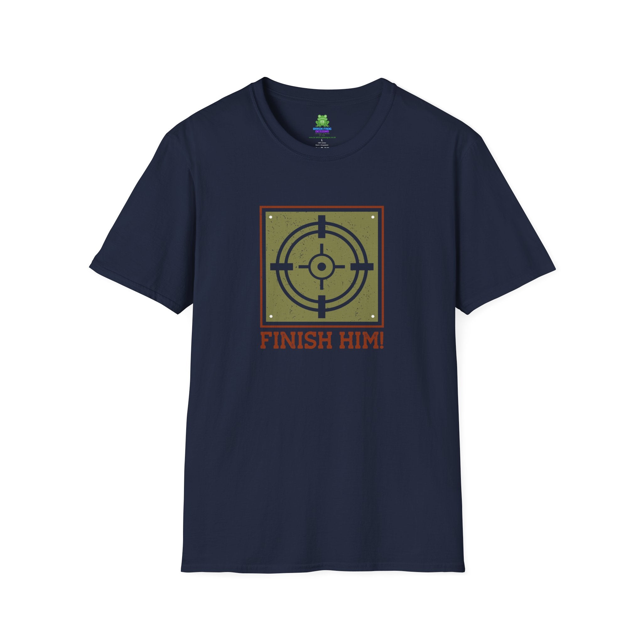 Finish Him! Gamer Target Graphic T‑Shirt - 100% Cotton / Cotton Blend