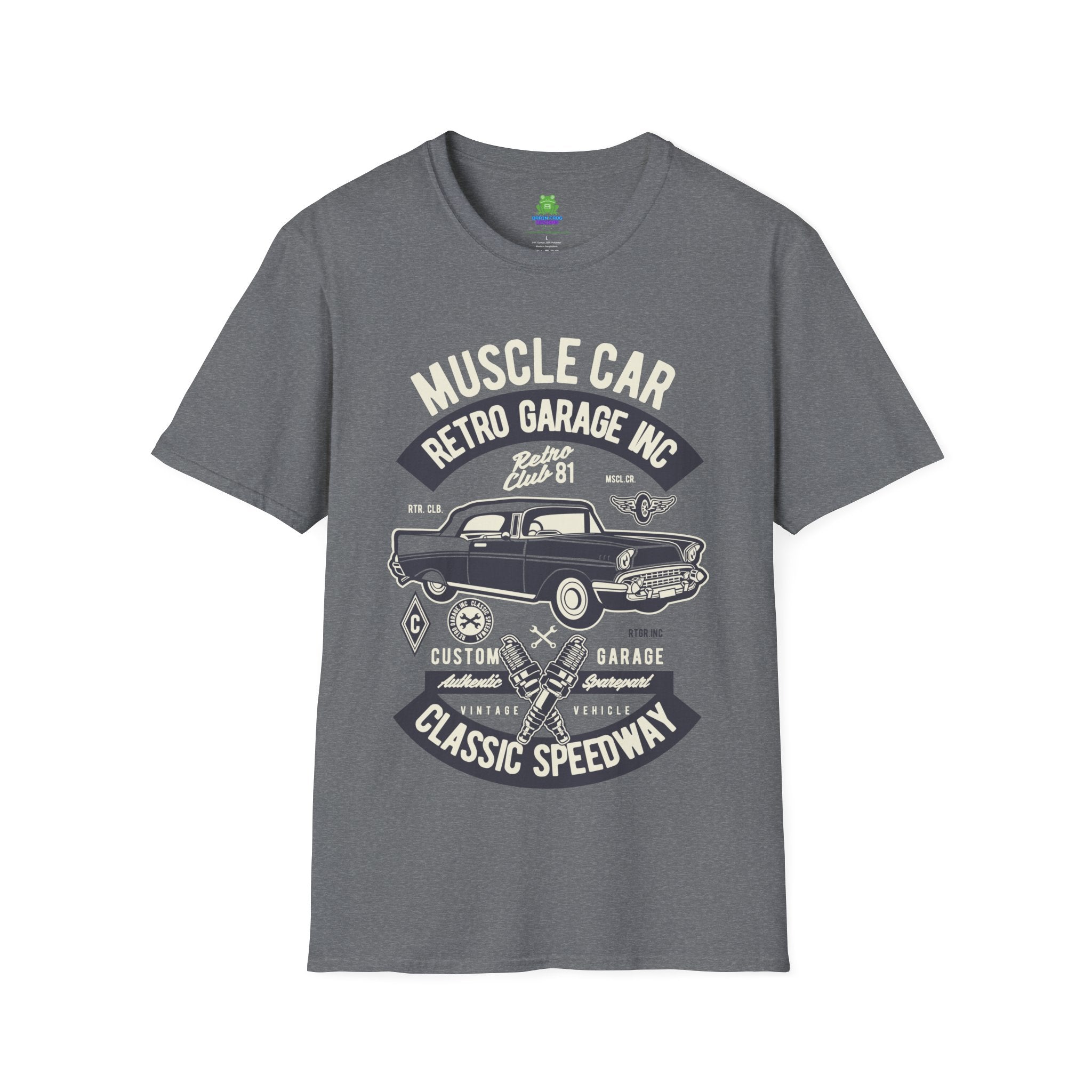 Retro Garage Muscle Car T-Shirt - Classic Speedway Vintage Auto Tee -100% Cotton