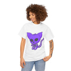 Purple Skeleton Cat Graphic Tee - Cute Creepy Kitty Shirt - 100% Cotton