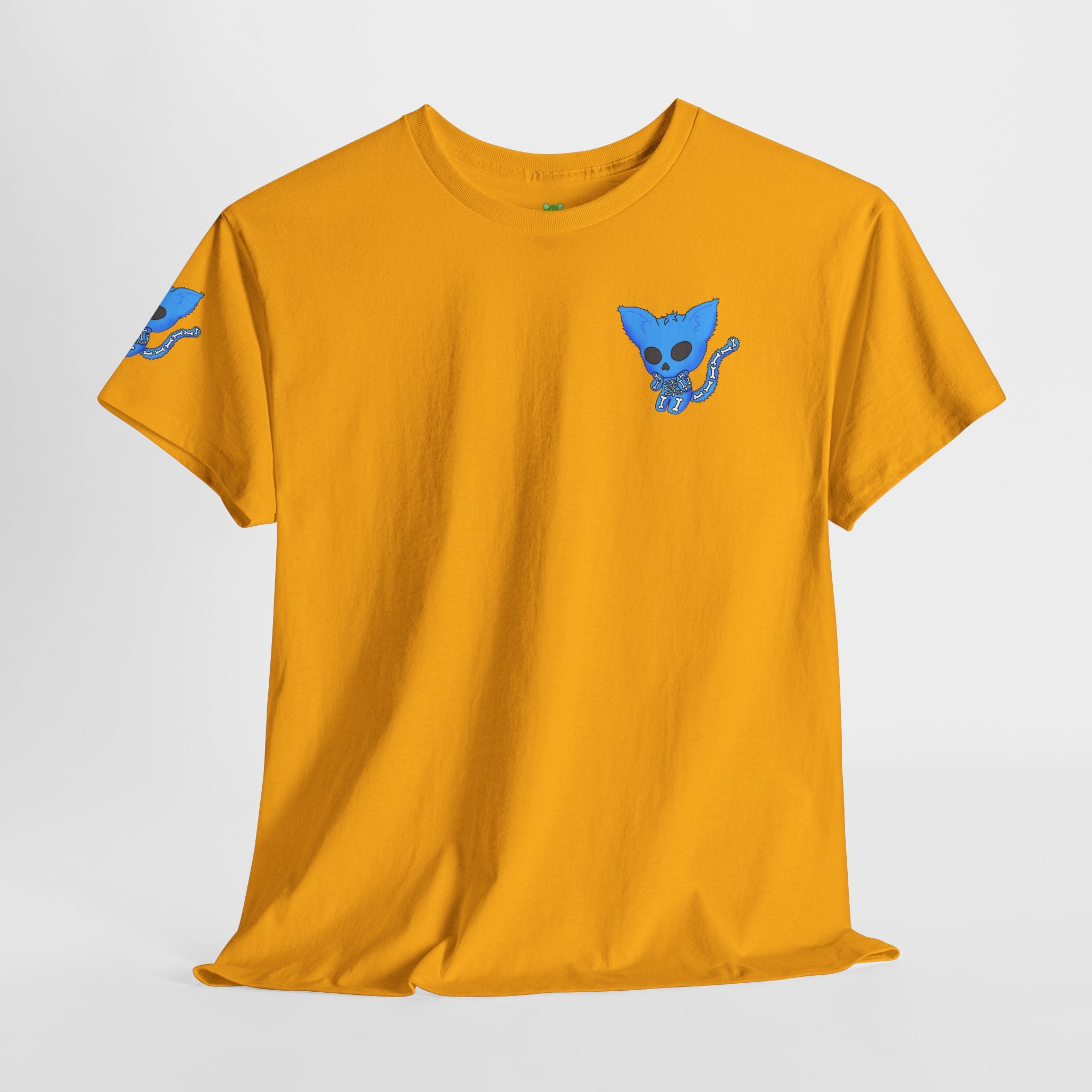 Blue Skeleton Cat Graphic Tee - Cute Creepy Kitty Shirt - 100% Cotton