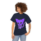 Purple Skeleton Cat Graphic Tee - Cute Creepy Kitty Shirt - 100% Cotton