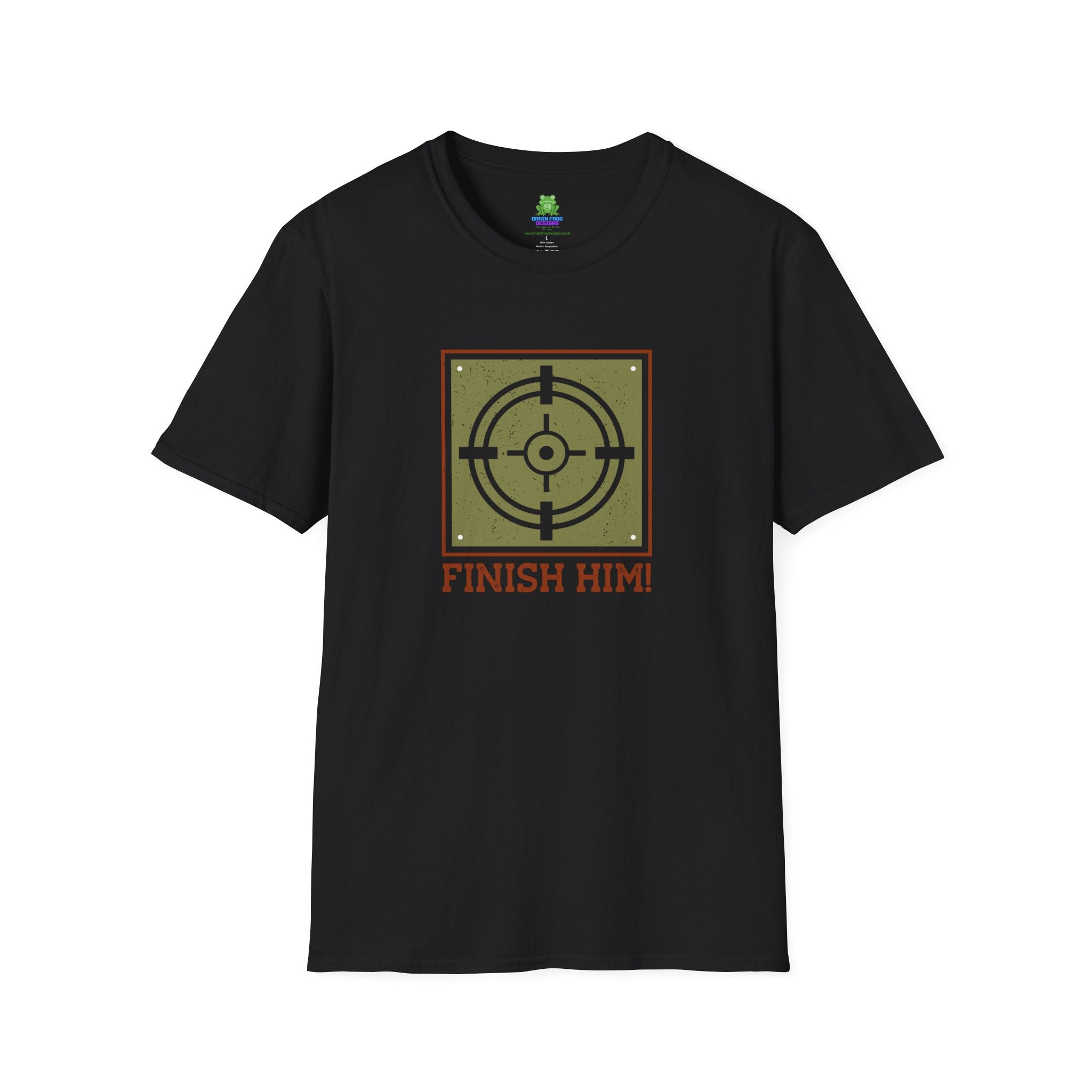 Finish Him! Gamer Target Graphic T‑Shirt - 100% Cotton / Cotton Blend