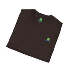 Brain Frog Design Signature T-Shirt - Small Green Brain Frog Logo Tee (Front Chest & Sleeve) - 100% Cotton
