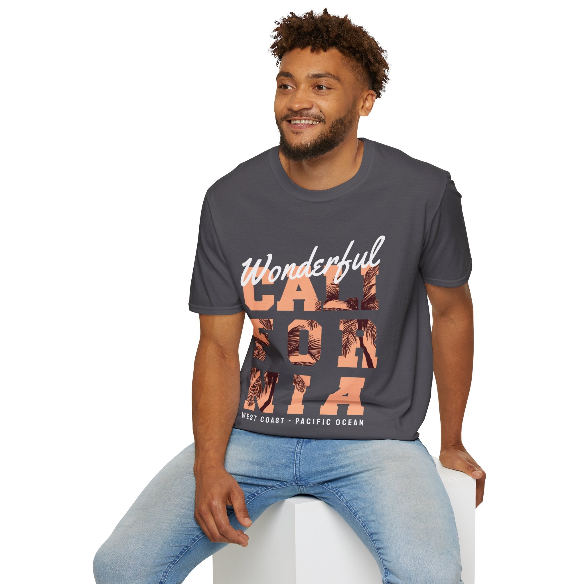 California Palm Photo Tee - Vintage Sunset Graphic T-Shirt - 100% Cotton