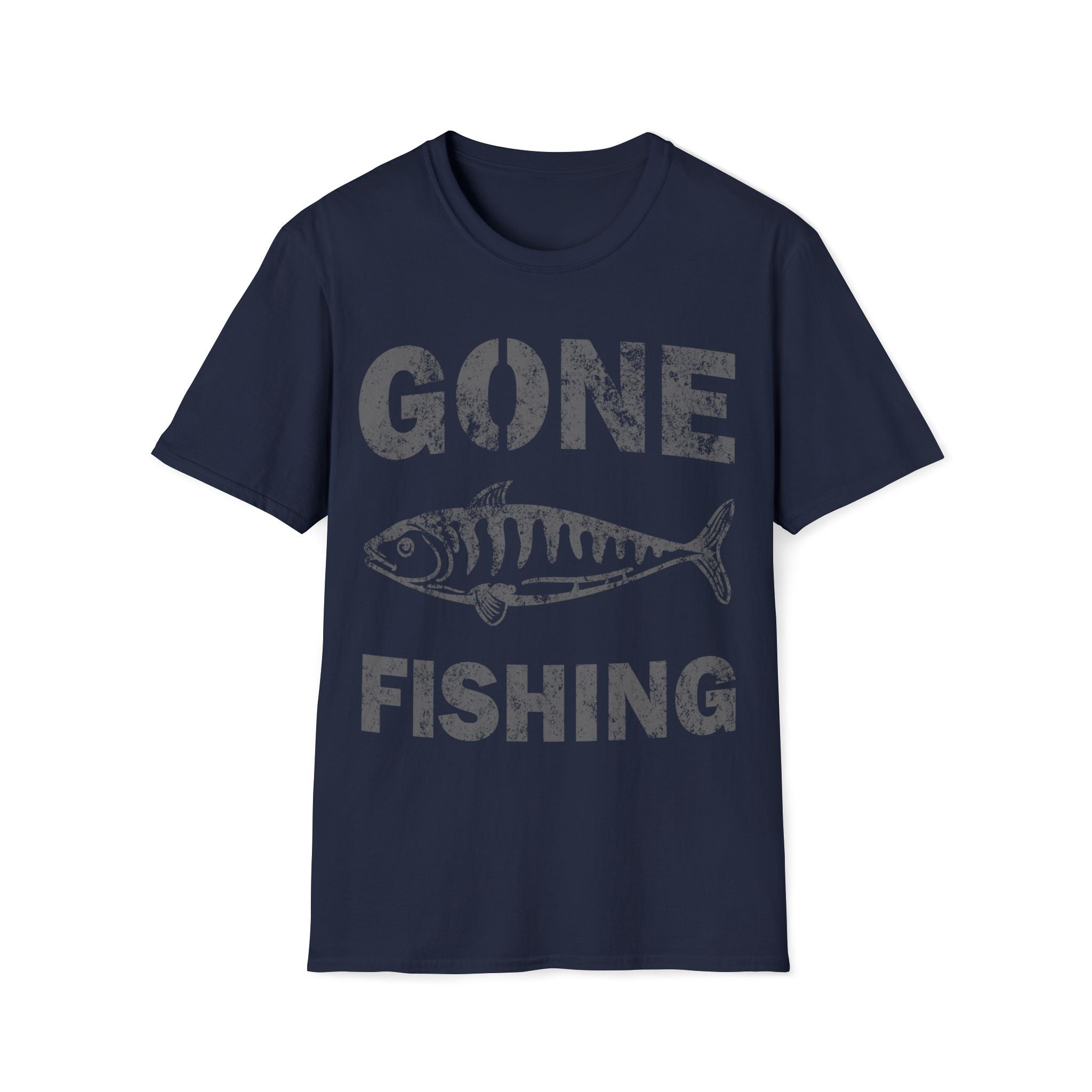 Gone Fishing T-Shirt — Distressed Vintage Fish Graphic, Fishing Gift for Anglers - 100% Cotton / Cotton Blend