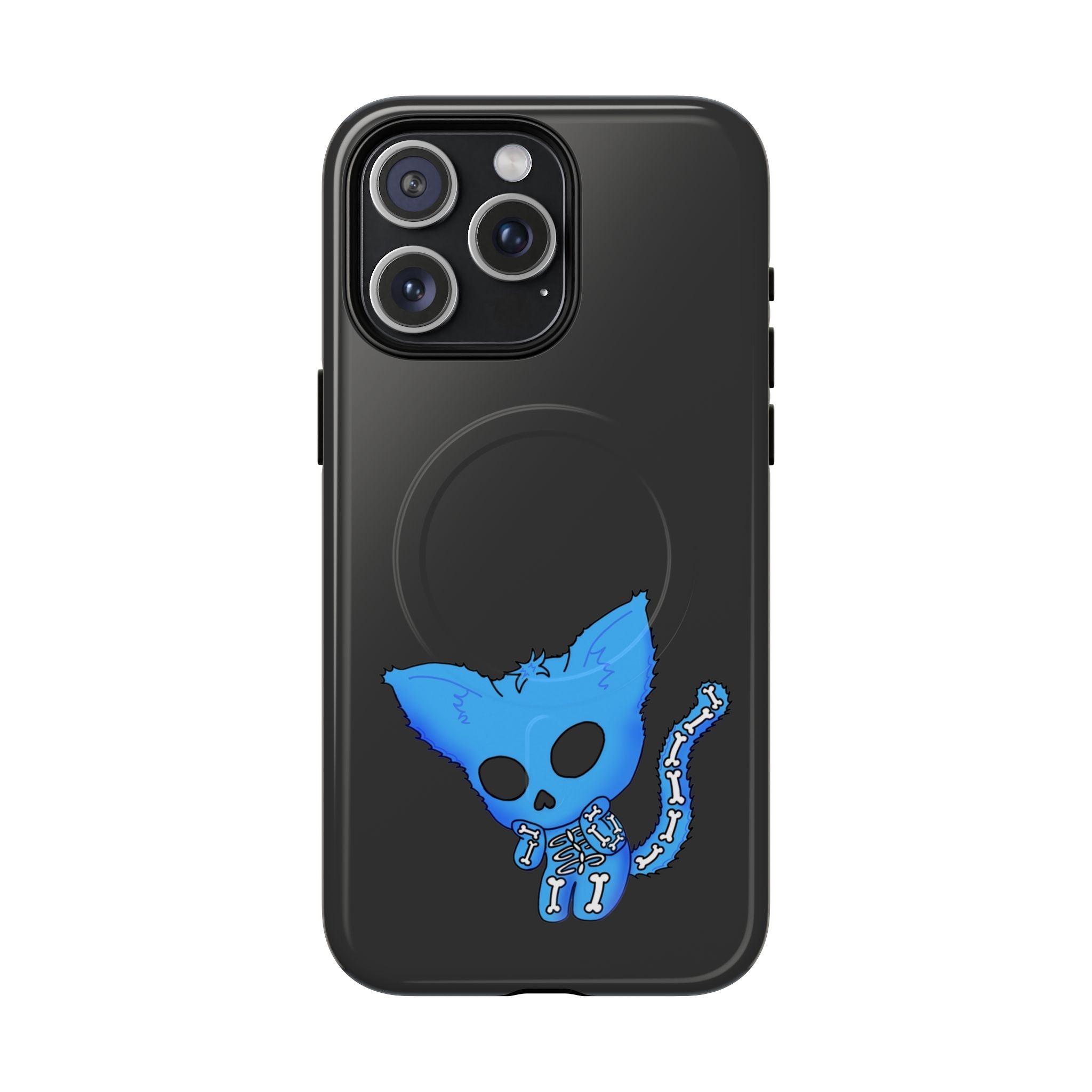 Blue Skeleton Cat Tough Magnetic Phone Case | Unique Design to Brain Frog