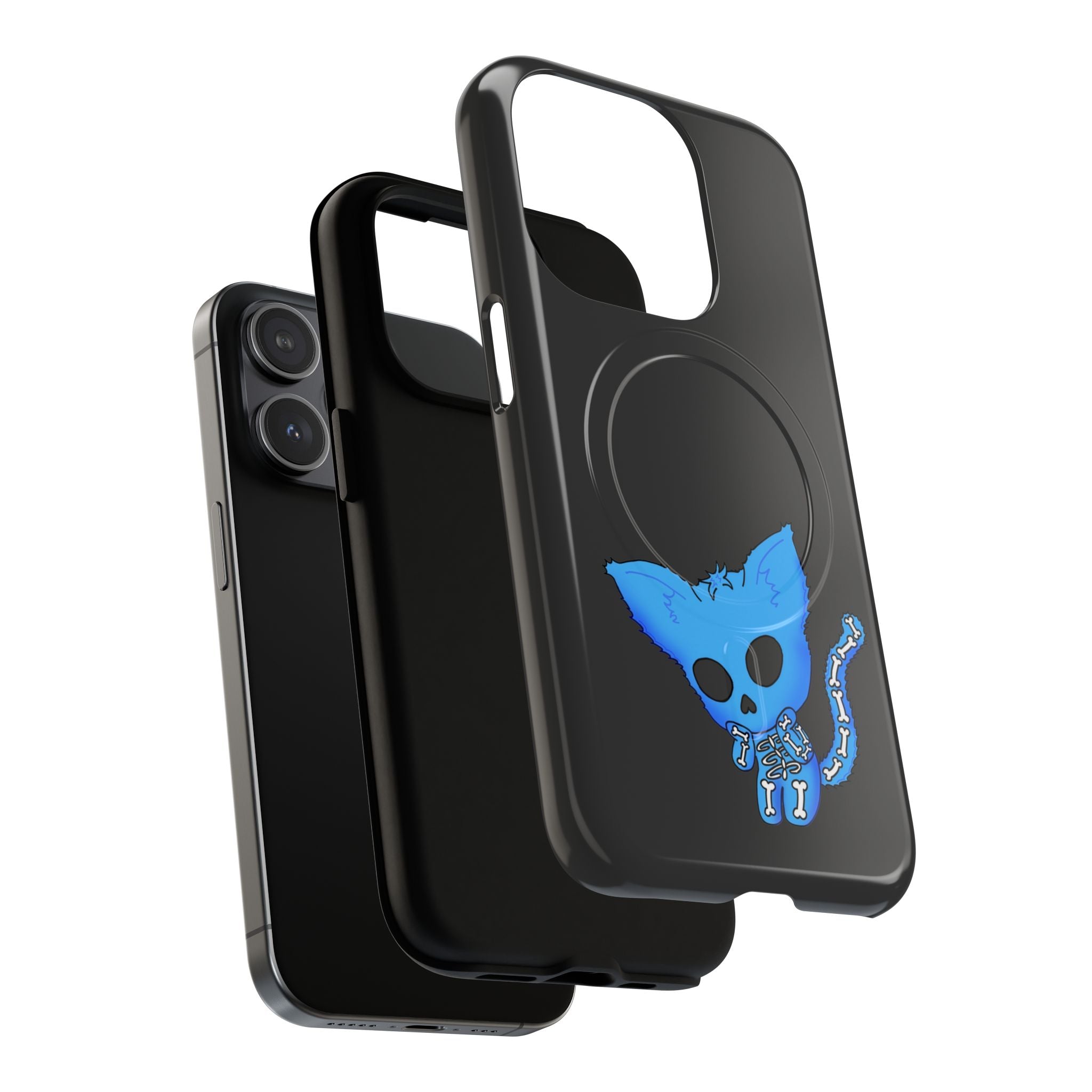 Blue Skeleton Cat Tough Magnetic Phone Case | Unique Design to Brain Frog