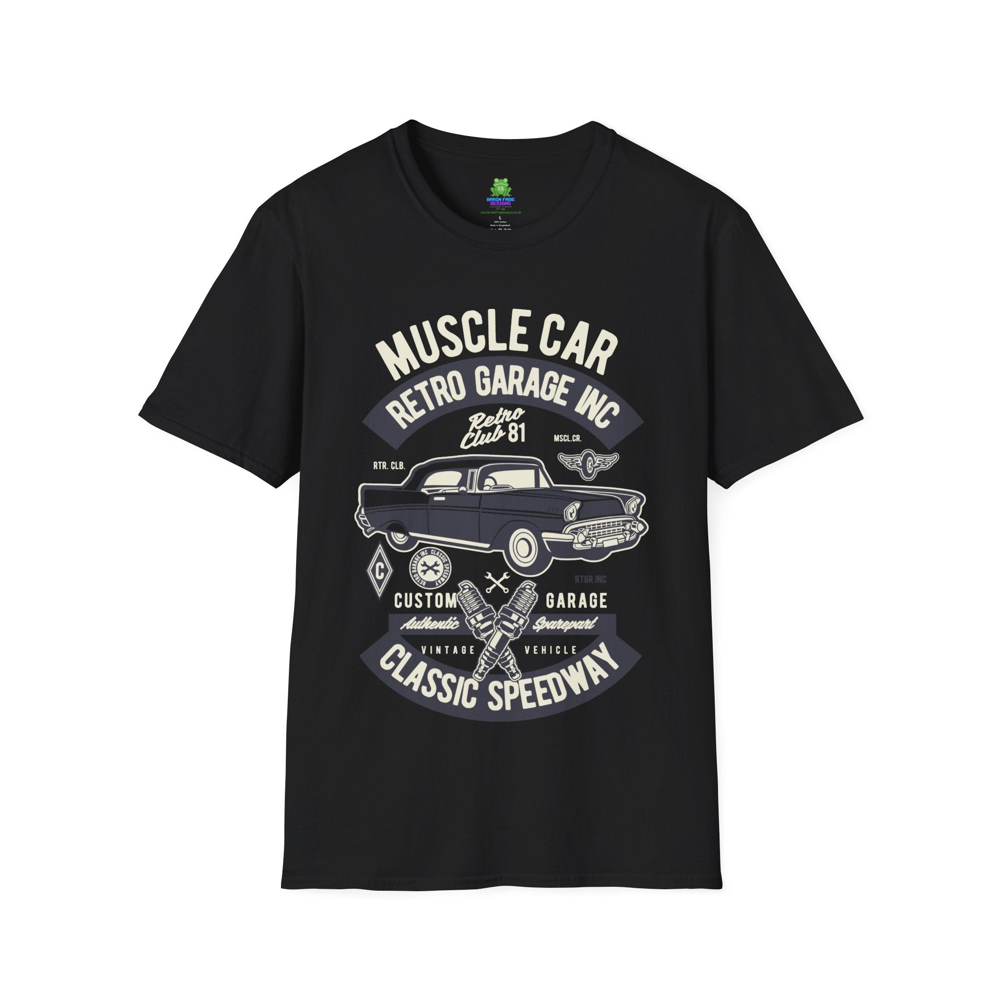 Retro Garage Muscle Car T-Shirt - Classic Speedway Vintage Auto Tee -100% Cotton