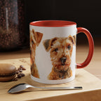 Irish Terrier Dog Portrait Accent Coffee Mug - Cute Terrier Face Ceramic Coffee Cup (11/15oz)