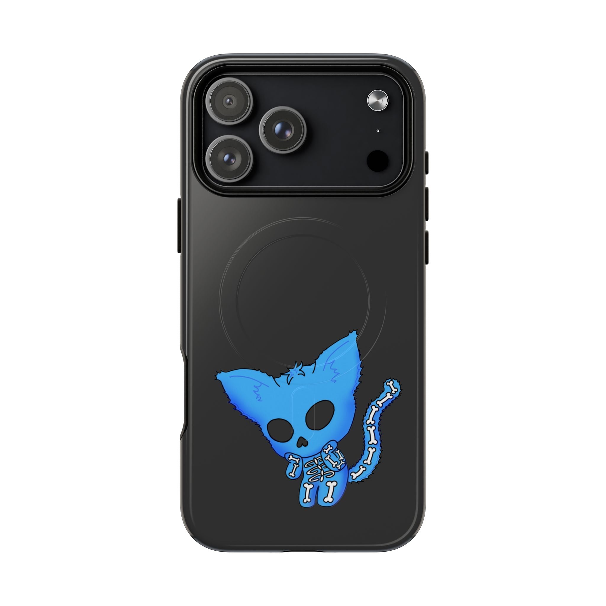 Blue Skeleton Cat Tough Magnetic Phone Case | Unique Design to Brain Frog