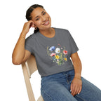 Floral Wildflower Bouquet T-Shirt - Pastel Garden Graphic Tee - 100% Cotton