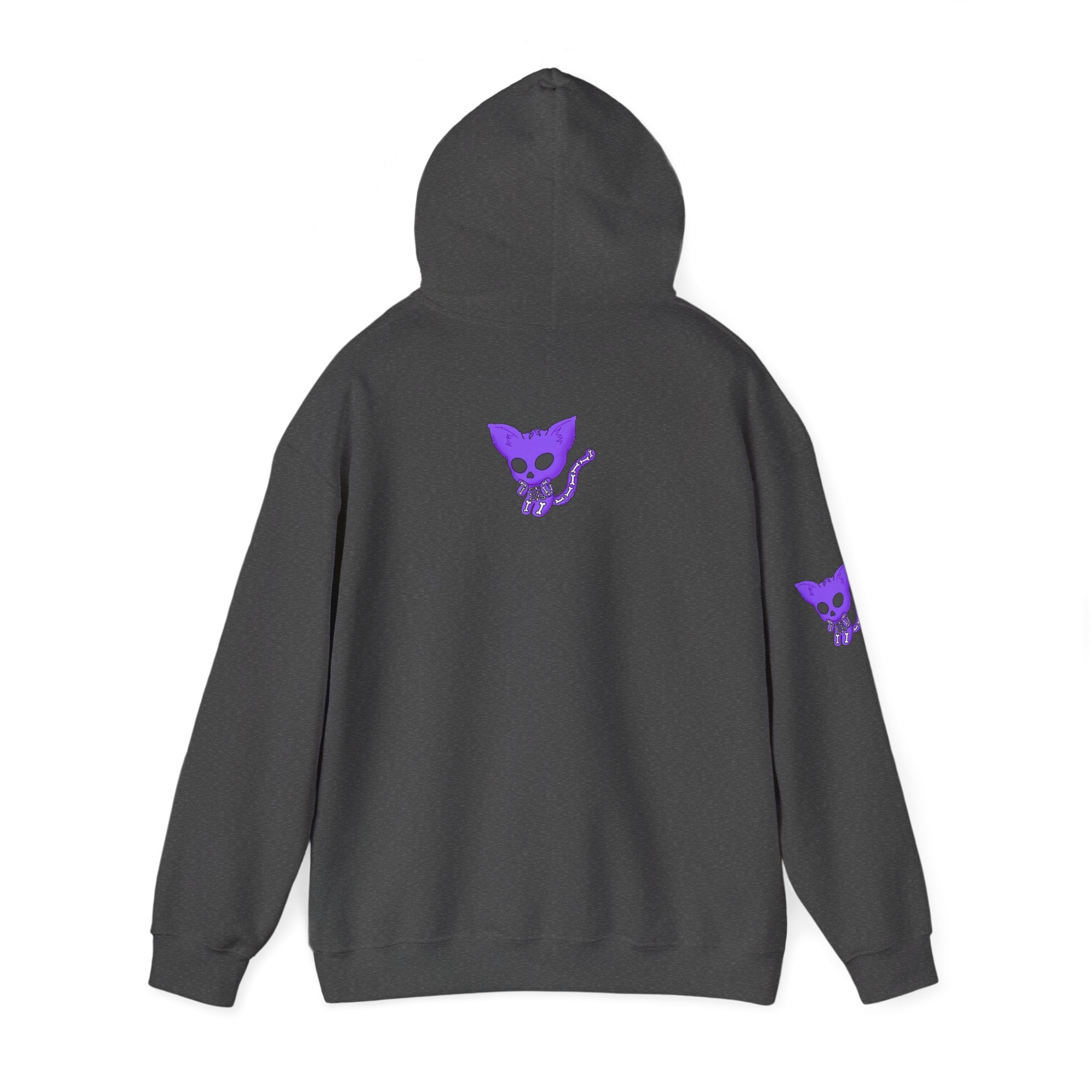 Purple Skeleton Cat Hoodie – Cute Spooky Graphic Sweatshirt - Unique Brand Design
