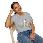 Floral Wildflower Bouquet T-Shirt - Pastel Garden Graphic Tee - 100% Cotton