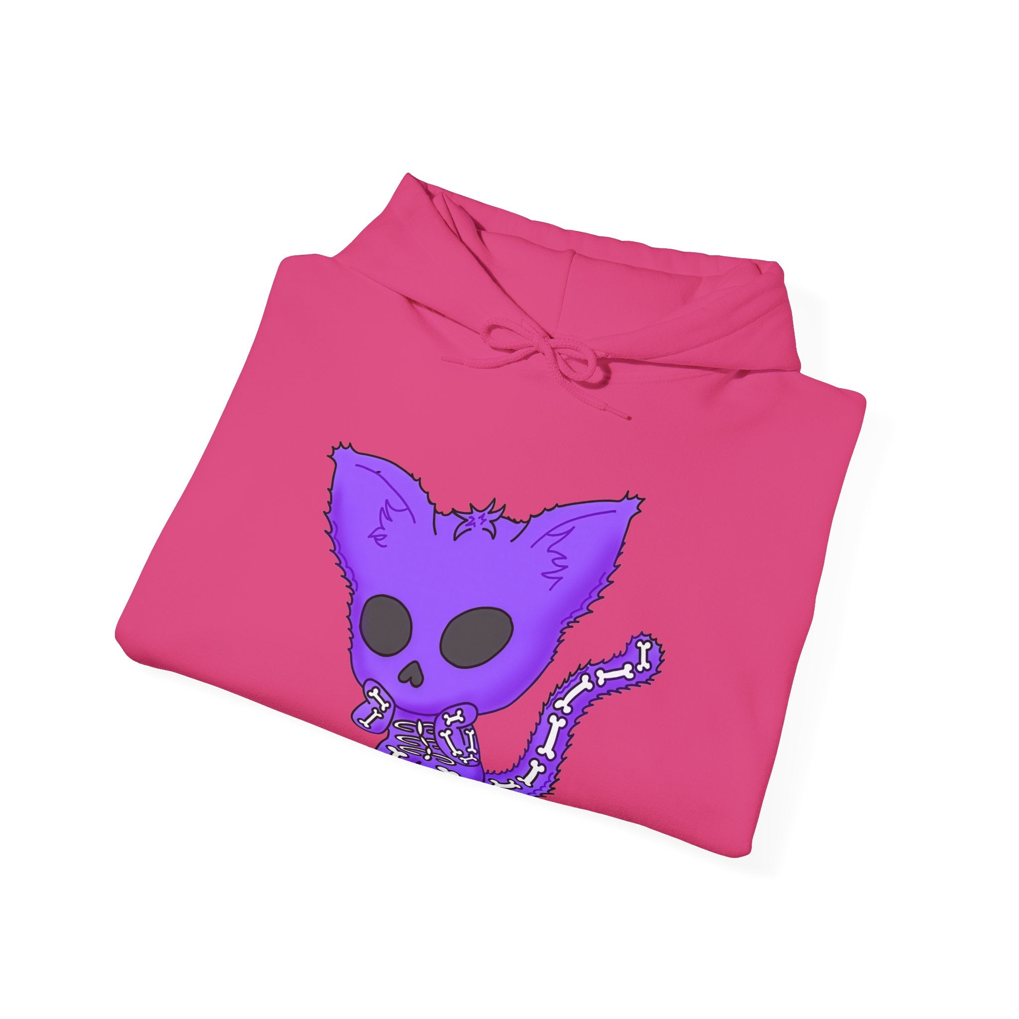 Purple Skeleton Cat Hoodie – Cute Spooky Graphic Sweatshirt