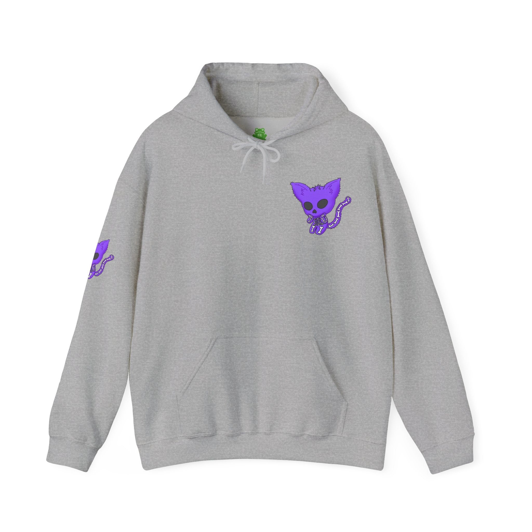 Purple Skeleton Cat Hoodie – Cute Spooky Graphic Sweatshirt - Unique Brand Design