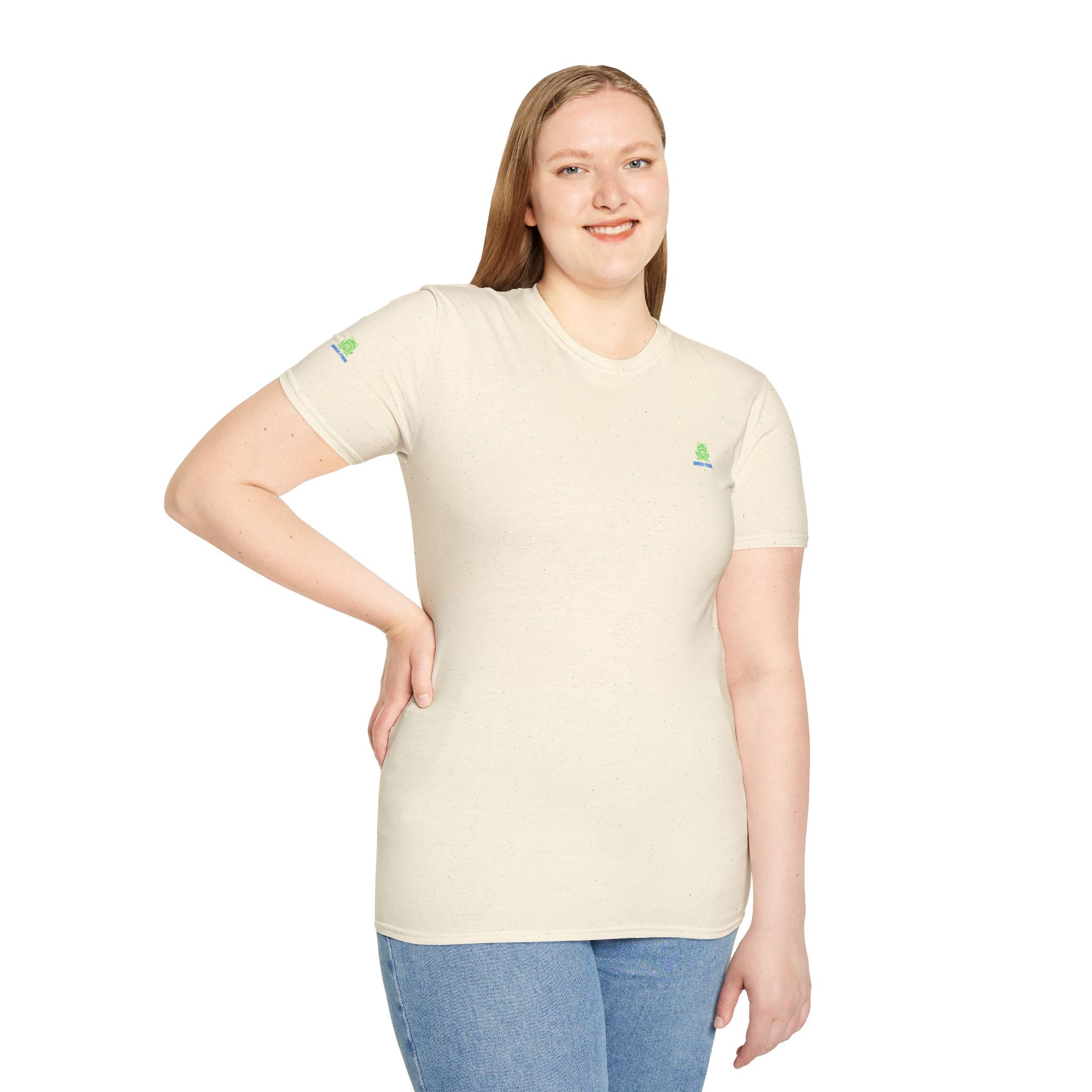 Brain Frog Design Signature T-Shirt - Small Green Brain Frog Logo Tee (Front Chest & Sleeve) - 100% Cotton