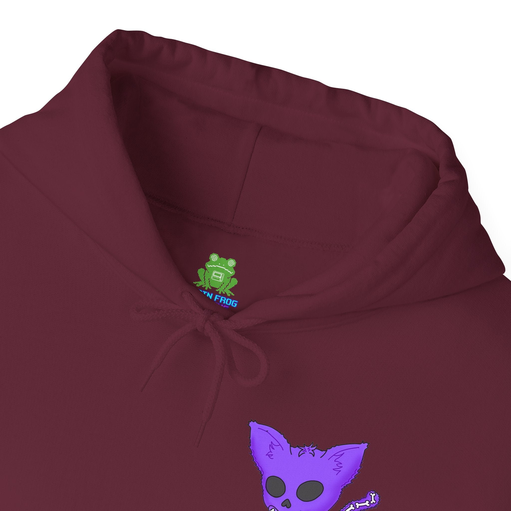 Purple Skeleton Cat Hoodie – Cute Spooky Graphic Sweatshirt - Unique Brand Design
