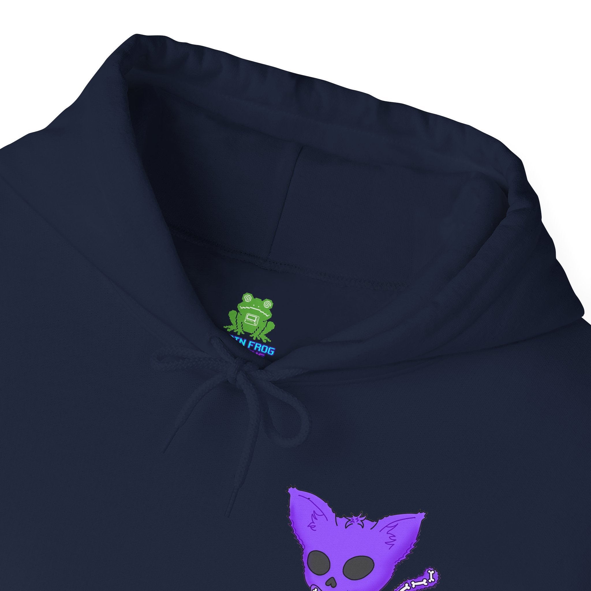 Purple Skeleton Cat Hoodie – Cute Spooky Graphic Sweatshirt - Unique Brand Design