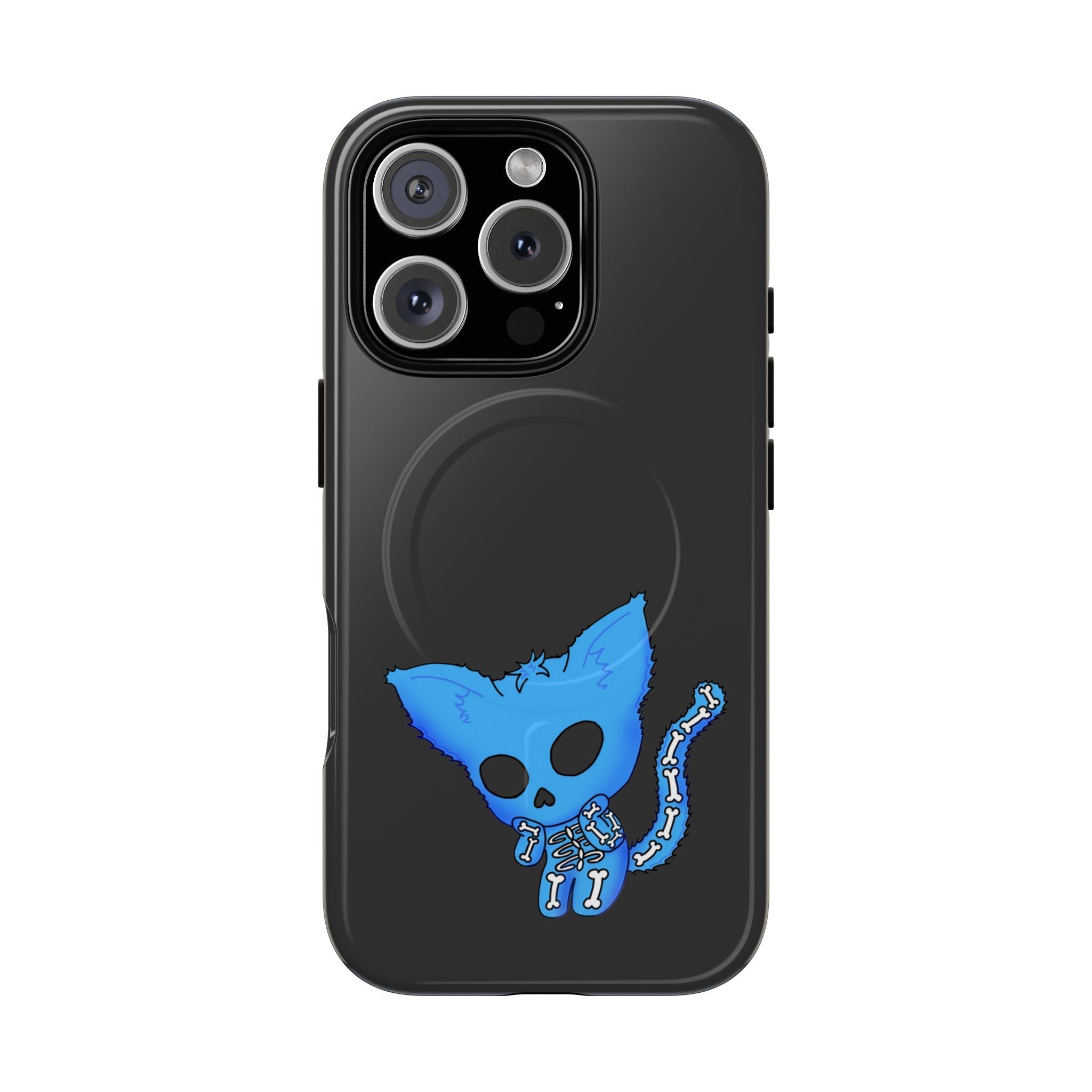 Blue Skeleton Cat Tough Magnetic Phone Case | Unique Design to Brain Frog